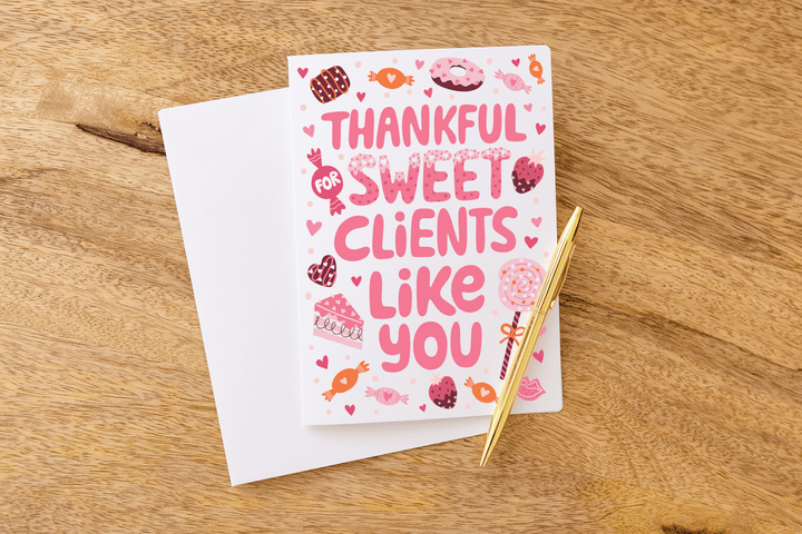 Set of Thankful for Sweet Clients Like You Greeting Cards | Envelopes Included Greeting Card Market Dwellings