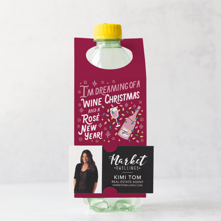I'm Dreaming Of A Wine Christmas and A Rosè New Year! | Christmas Bottle Tags | 29-BT001-AB Bottle Tag Market Dwellings PLUM  