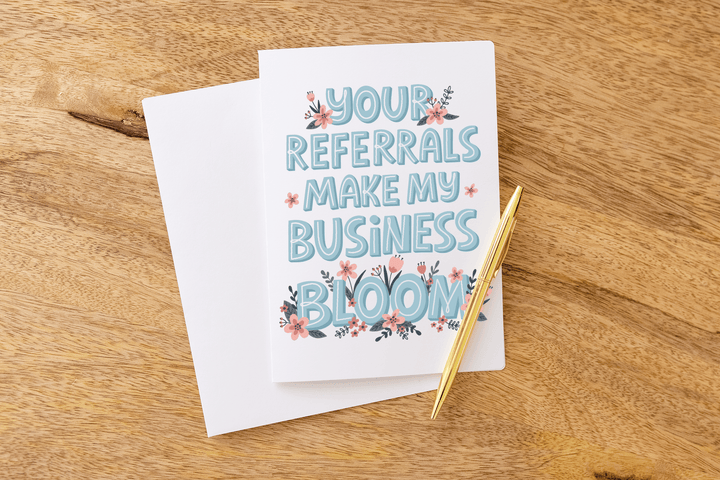 Set of Your Referrals Make My Business Bloom Greeting Cards | Envelopes Included Greeting Card Market Dwellings