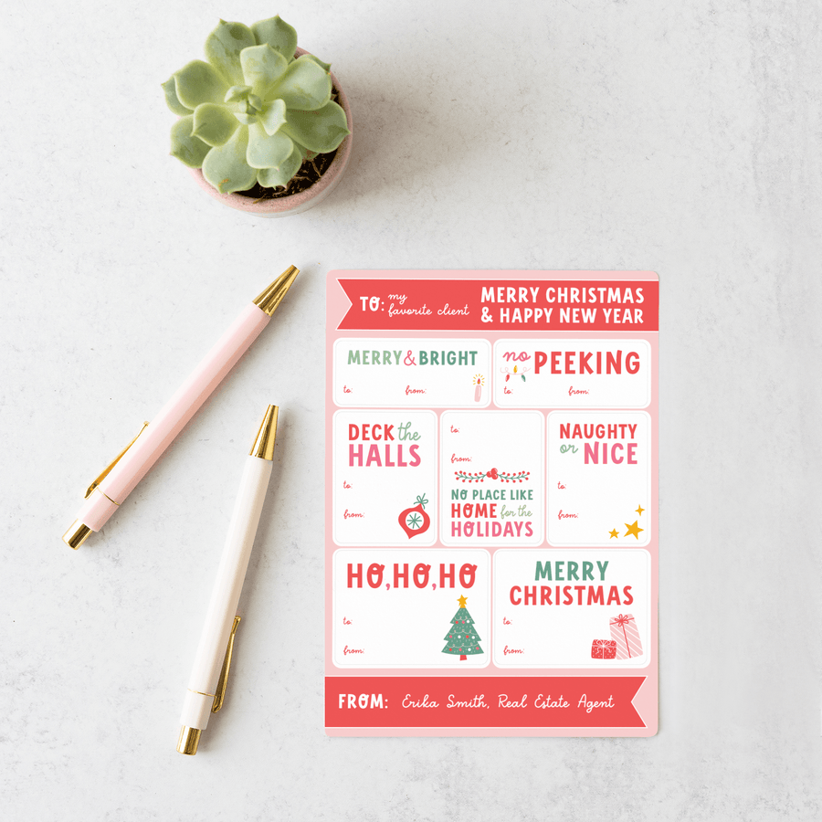 Customizable | To My Favorite Client Merry Christmas & Happy New Year Gift Tag Sticker Sheet | 3-LB2 Stickers Market Dwellings   