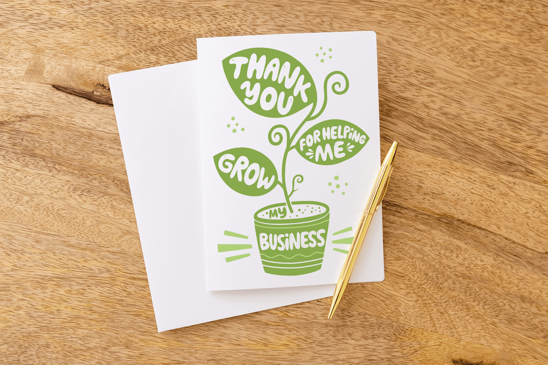 Set of Thank You For Helping Me Grow My Business Greeting Cards | Envelopes Included Greeting Card Market Dwellings
