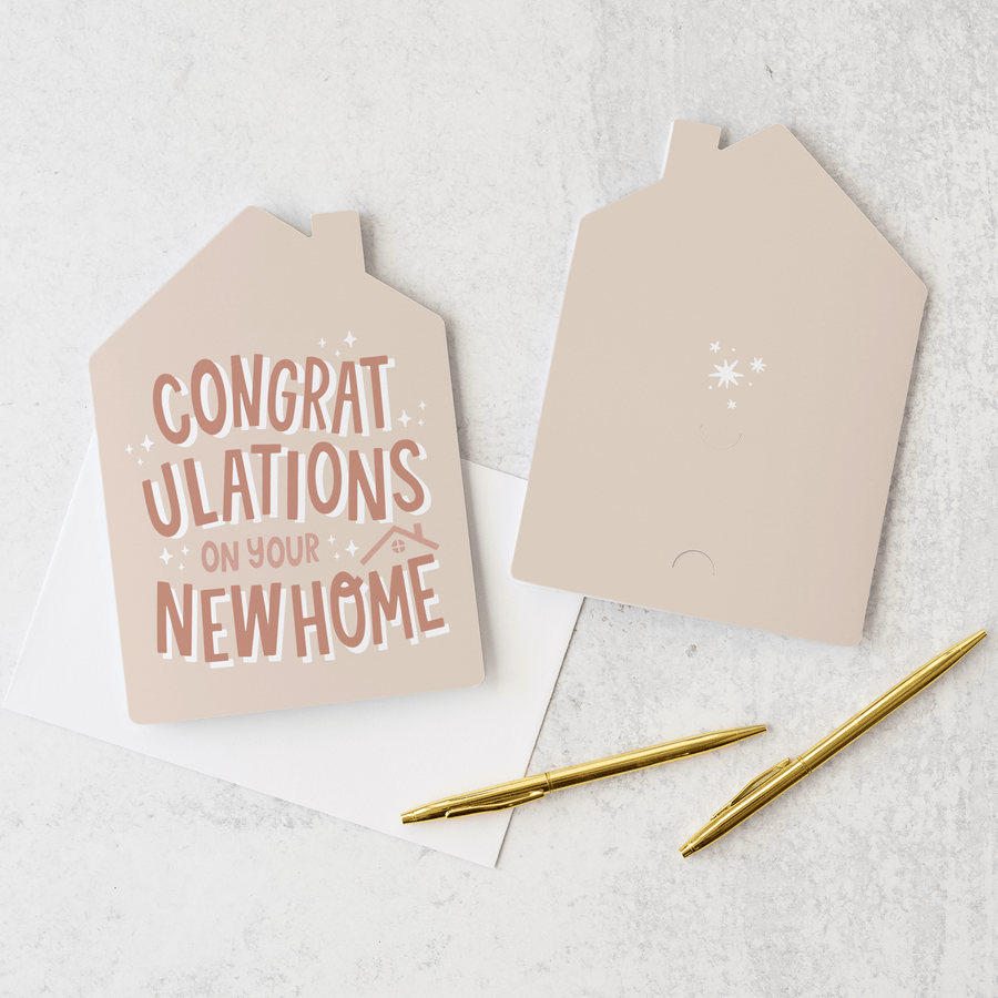 Set of Congratulations On Your New Home | Greeting Cards | Envelopes Included | 56-GC002-AB Greeting Card Market Dwellings BEIGE  