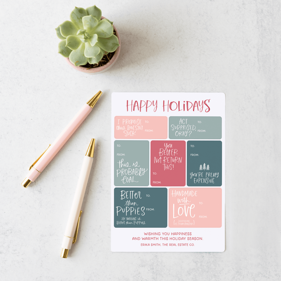 Customizable | Happy Holidays Gift Tag Sticker Sheet | 6-LB2 Stickers Market Dwellings