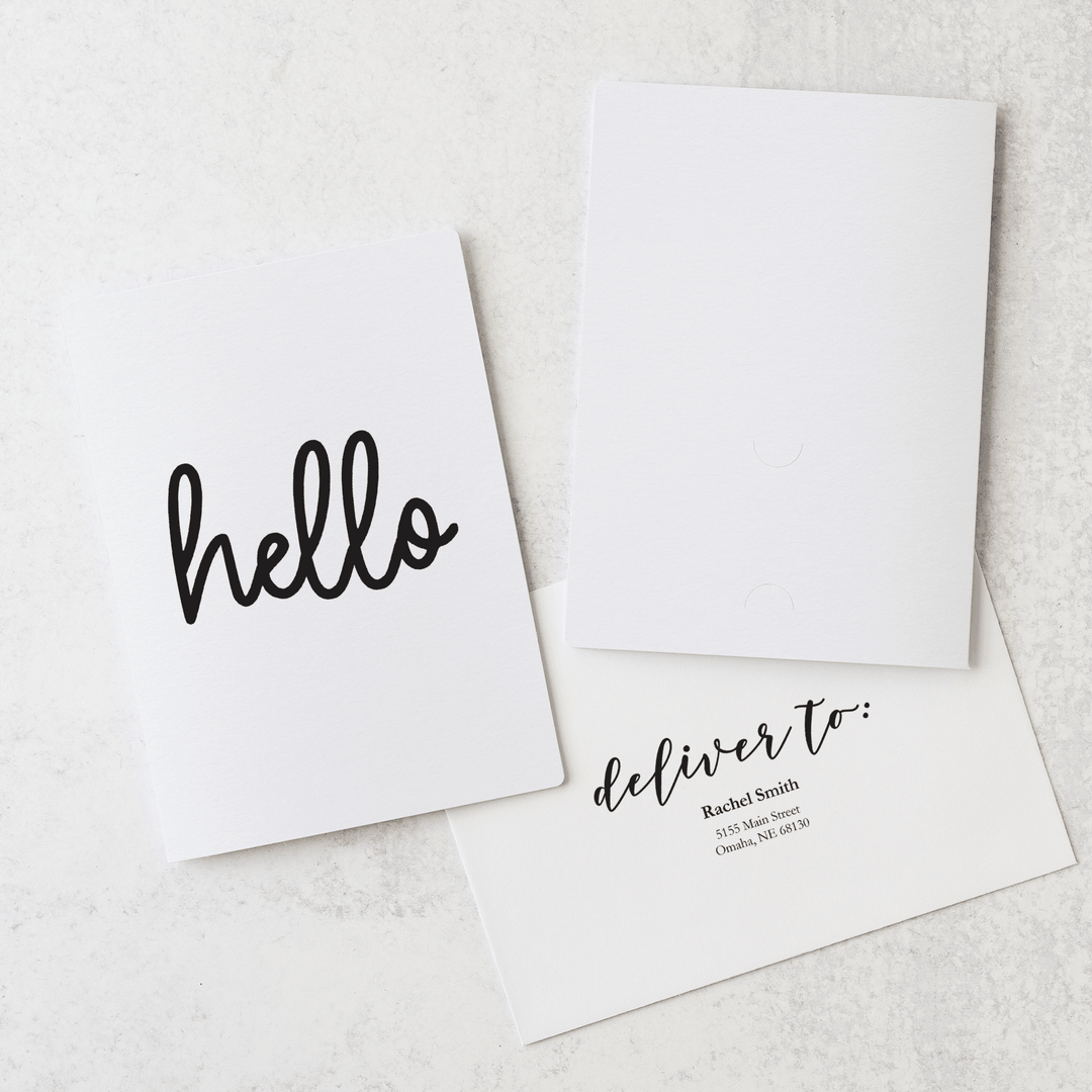 Set of "Hello" Greeting Cards with Business Card Insert | Envelopes Included | 9-GC001 Greeting Card Market Dwellings WHITE  