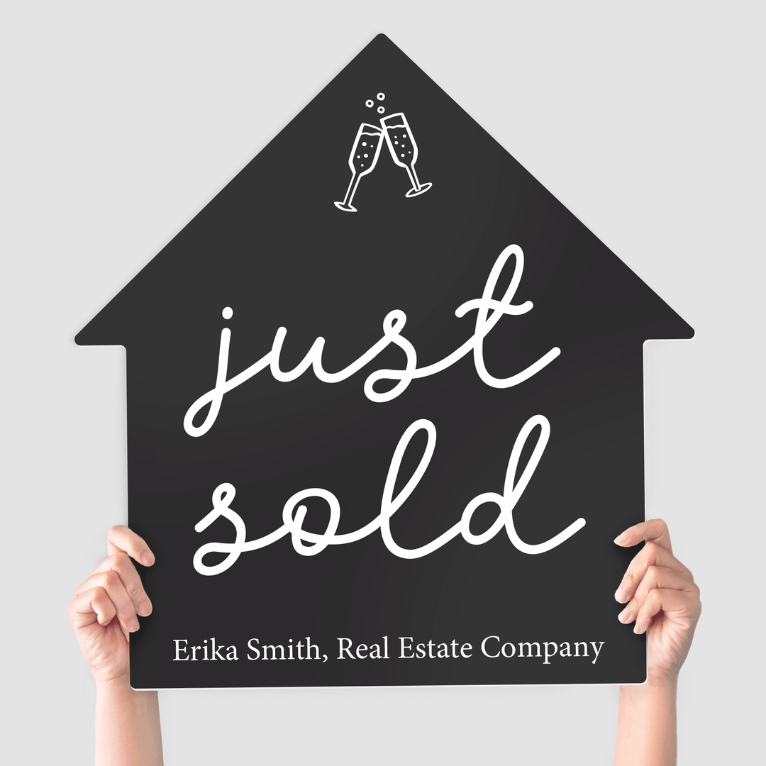 Customizable | Closing Day Real Estate House Sign | Photo Prop | DSY-15-AB House Sign Market Dwellings DARK GRAY just sold