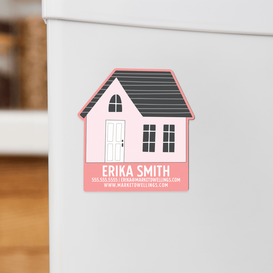 Customizable | House Refrigerator Magnets | DSM-02-AB Magnet Market Dwellings PINK  