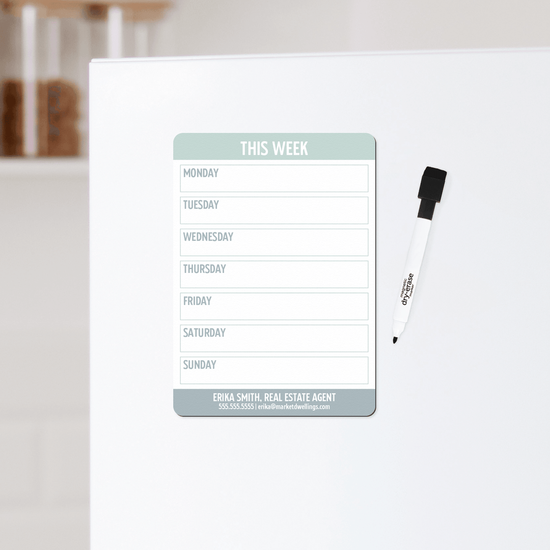 Customizable | Dry Erase Memo Refrigerator Magnets | DSM57-06-AB Magnet Market Dwellings SEAFOAM  