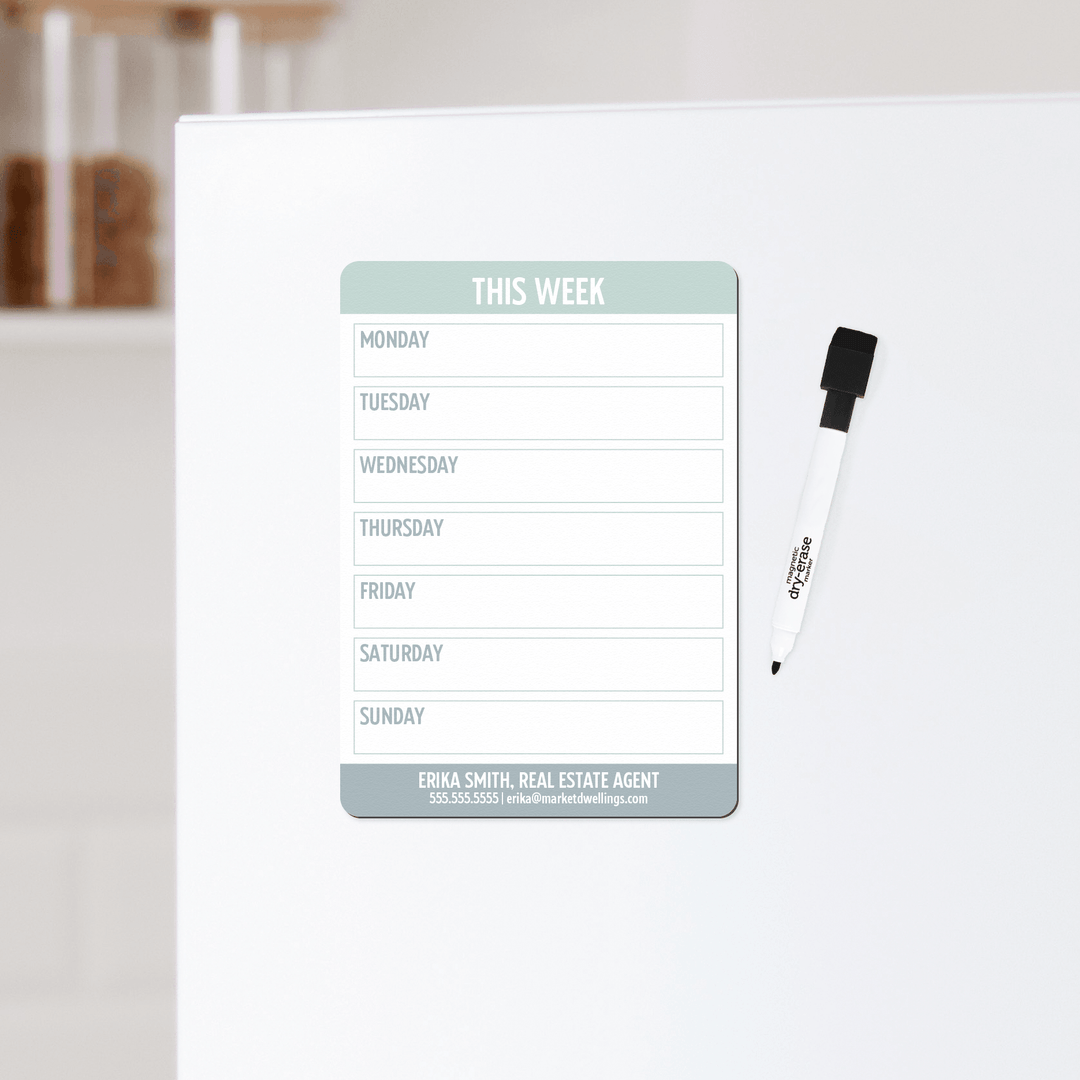 Customizable | Dry Erase Memo Refrigerator Magnets | DSM57-06-AB Magnet Market Dwellings SEAFOAM