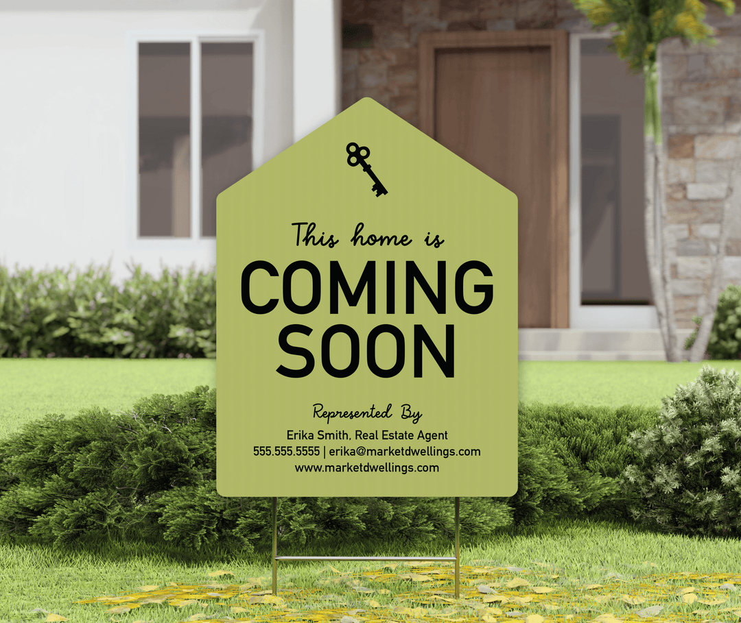 Customizable | Coming Soon Real Estate Yard Sign | Photo Prop | DSY-03-AB Yard Sign Market Dwellings LIGHT OLIVE  
