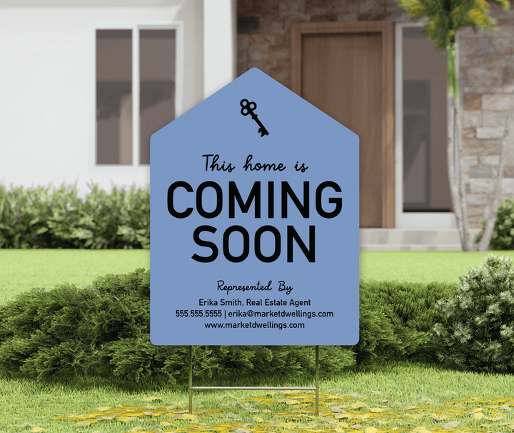 Customizable | Coming Soon Real Estate Yard Sign | Photo Prop | DSY-03-AB Yard Sign Market Dwellings MOONSTONE BLUE  