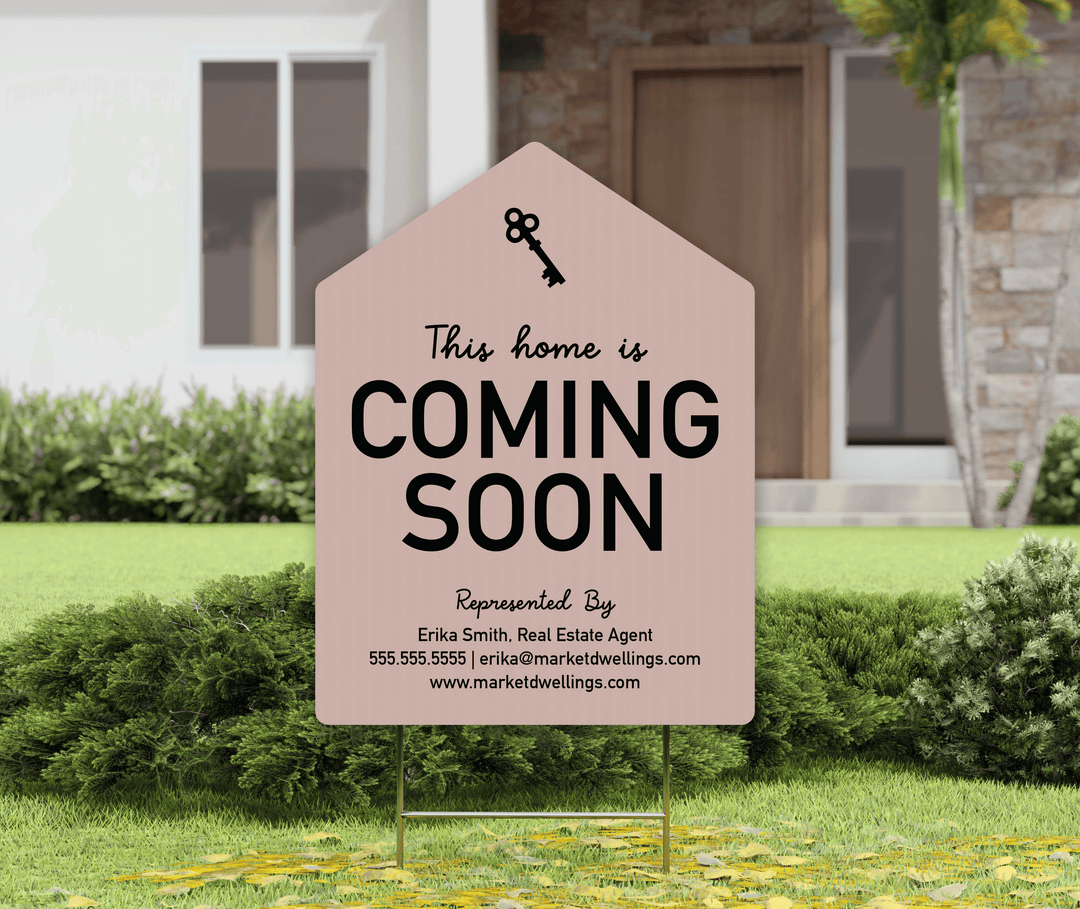 Customizable | Coming Soon Real Estate Yard Sign | Photo Prop | DSY-03-AB Yard Sign Market Dwellings OLD ROSE  