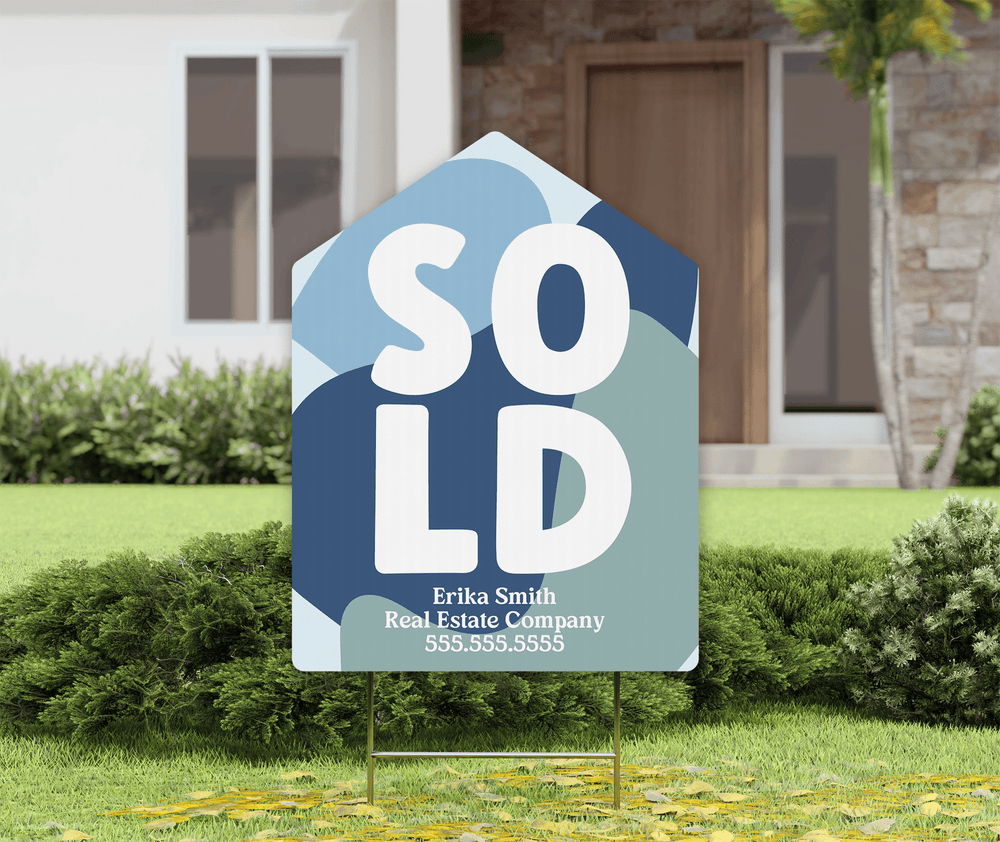 Customizable | Sold Real Estate Yard Sign | Photo Prop | DSY-04-AB Yard Sign Market Dwellings BLUE  