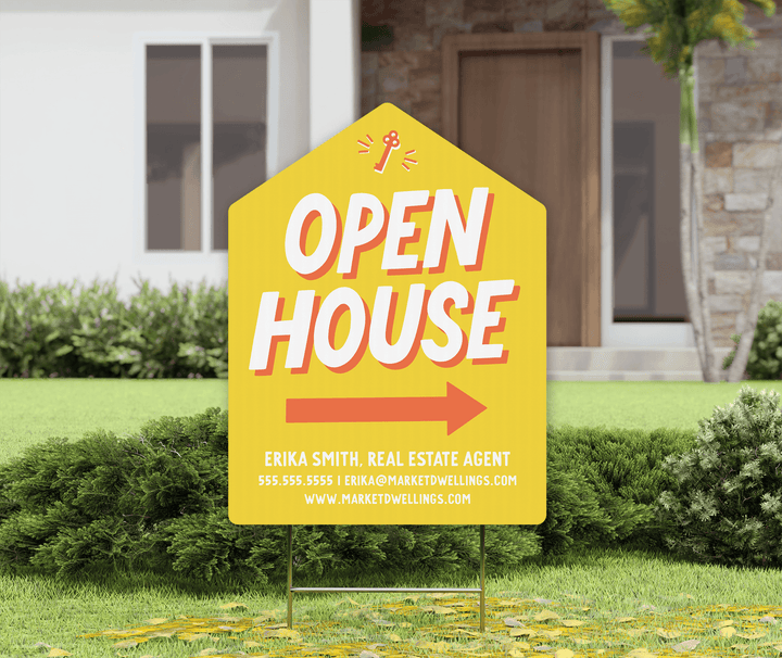 Customizable | Open House Real Estate Yard Sign | Photo Prop | DSY-12-AB Yard Sign Market Dwellings BRIGHT SUN  