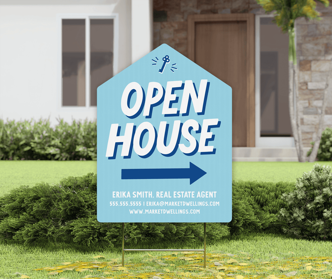 Customizable | Open House Real Estate Yard Sign | Photo Prop | DSY-12-AB Yard Sign Market Dwellings COBALT  
