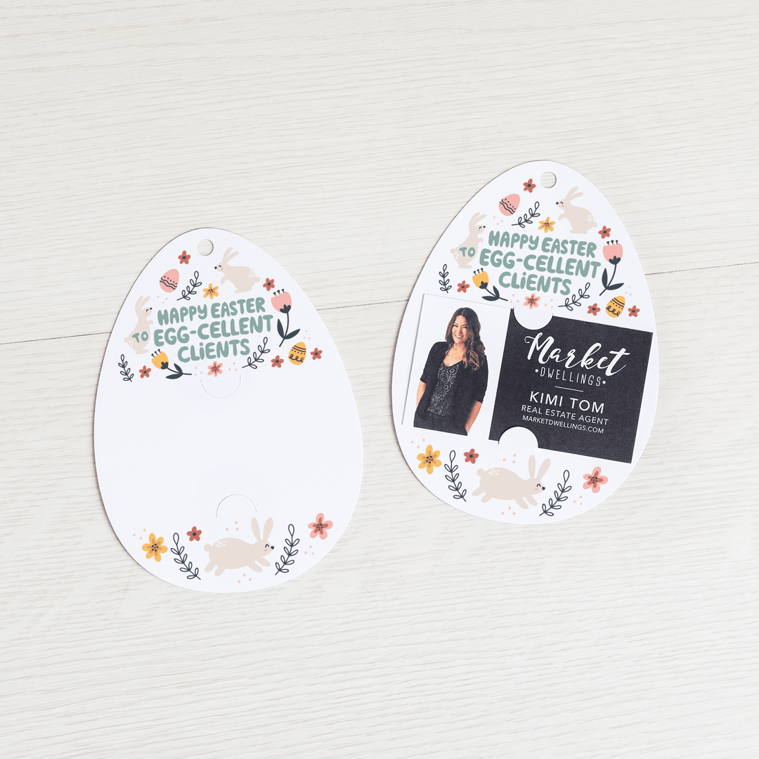 "Happy Easter to Egg-Cellent Clients" Gift Tags | Spring | Pop By Gift Tags | E6-GT007 - Market Dwellings