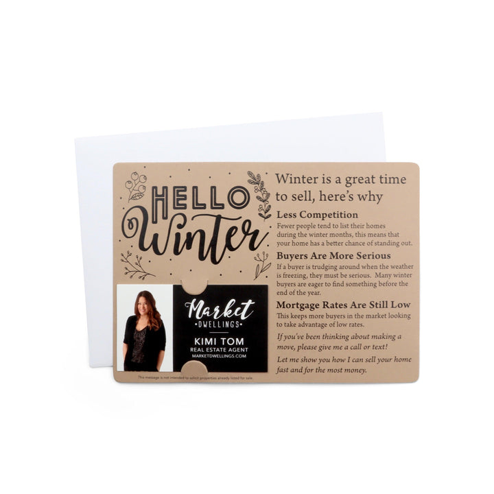 Set of "Hello Winter" Seasonal Mailer | Envelopes Included | M2-M004 Mailer Market Dwellings KRAFT  