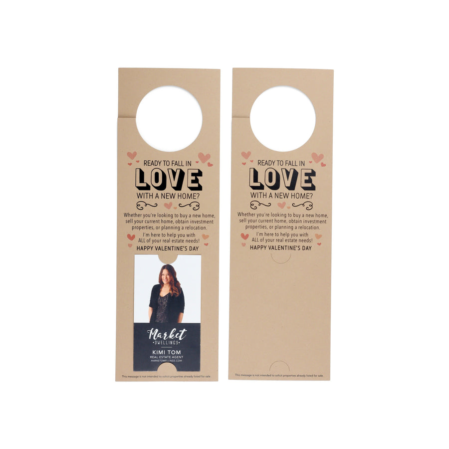 Vertical | "Ready to Fall in Love with a New Home" | Valentine's Day Door Hanger | V1-DH005 Door Hanger Market Dwellings   