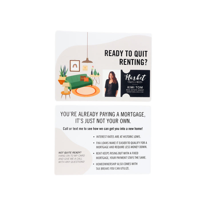 Set of "Ready to Quit Renting?" Double Sided Mailers | Envelopes Included | M3-M003 Mailer Market Dwellings   