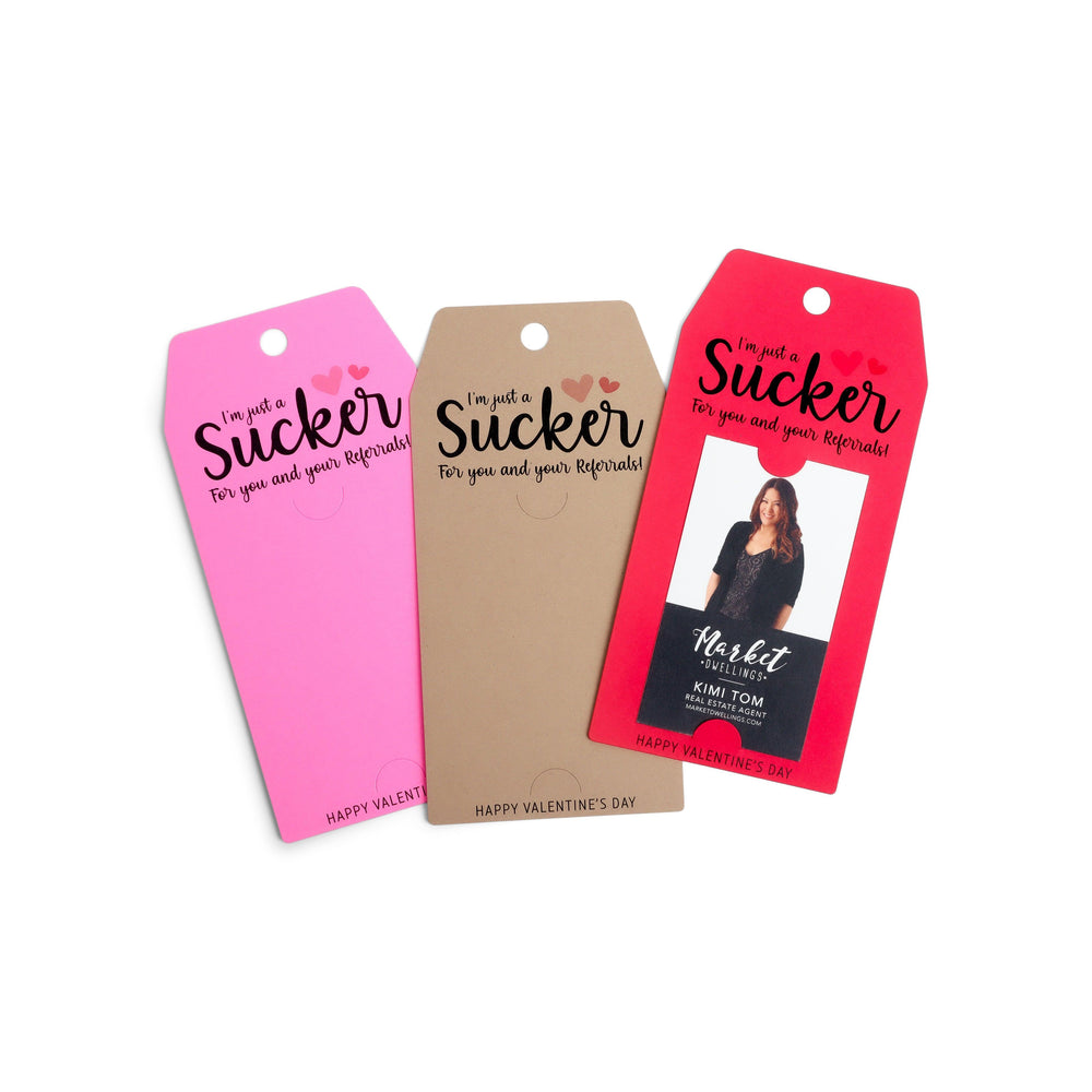 Vertical | "I'm Just a Sucker for You and Your Referrals" Gift Tag | Happy Valentine's Day | Pop By Gift Tag | V5-GT005 Gift Tag Market Dwellings   