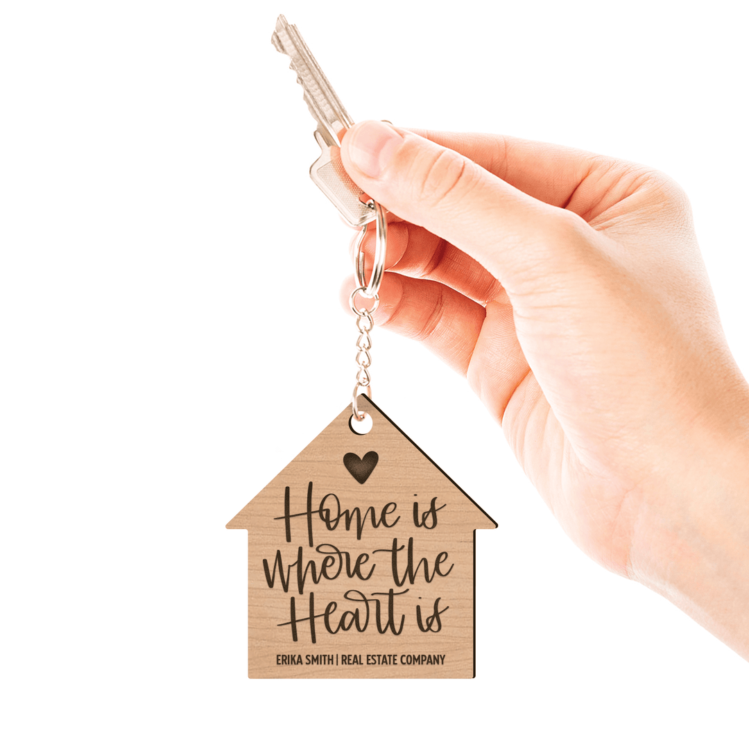 Set of Customizable Home Is Where The Heart Is House-Shaped Keychains | KC-06-AB Keychain Market Dwellings   