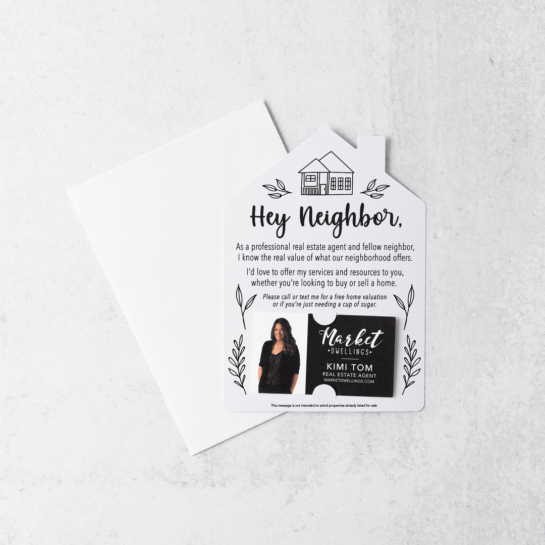 Set of Hey Neighbor Real Estate Mailers | Envelopes Included  | M1-M001 Mailer Market Dwellings WHITE  