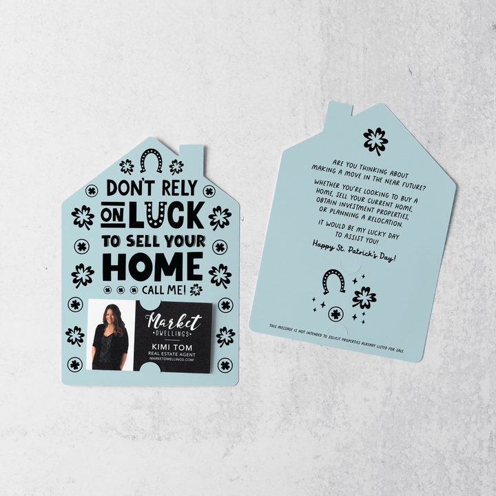 Set of Don't Rely On Luck To Sell Your Home Call Me! | St. Patrick's Day Mailers | Envelopes Included | M105-M001 Mailer Market Dwellings LIGHT BLUE  