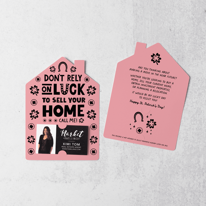 Set of Don't Rely On Luck To Sell Your Home Call Me! | St. Patrick's Day Mailers | Envelopes Included | M105-M001 Mailer Market Dwellings LIGHT PINK  