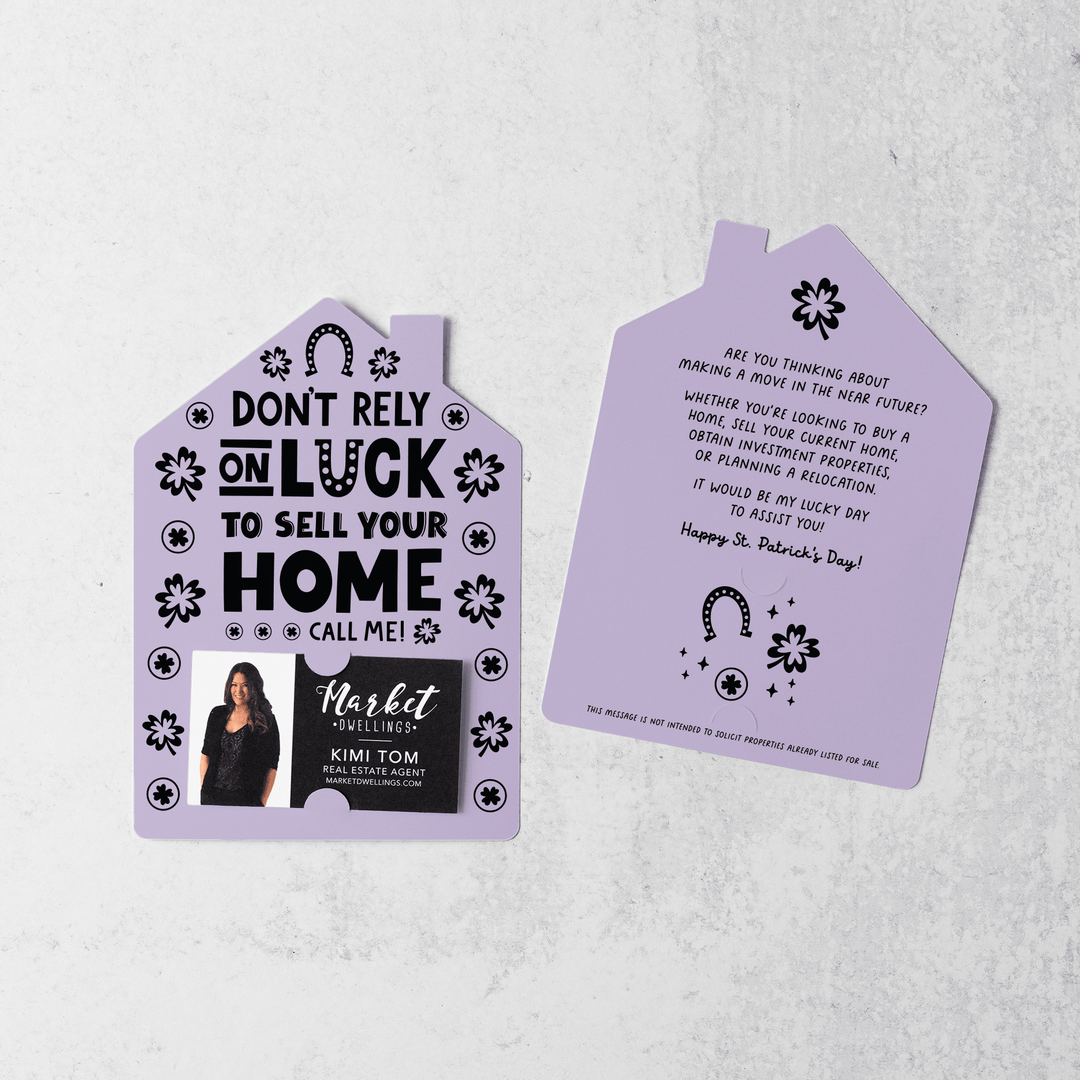Set of Don't Rely On Luck To Sell Your Home Call Me! | St. Patrick's Day Mailers | Envelopes Included | M105-M001 Mailer Market Dwellings LIGHT PURPLE  