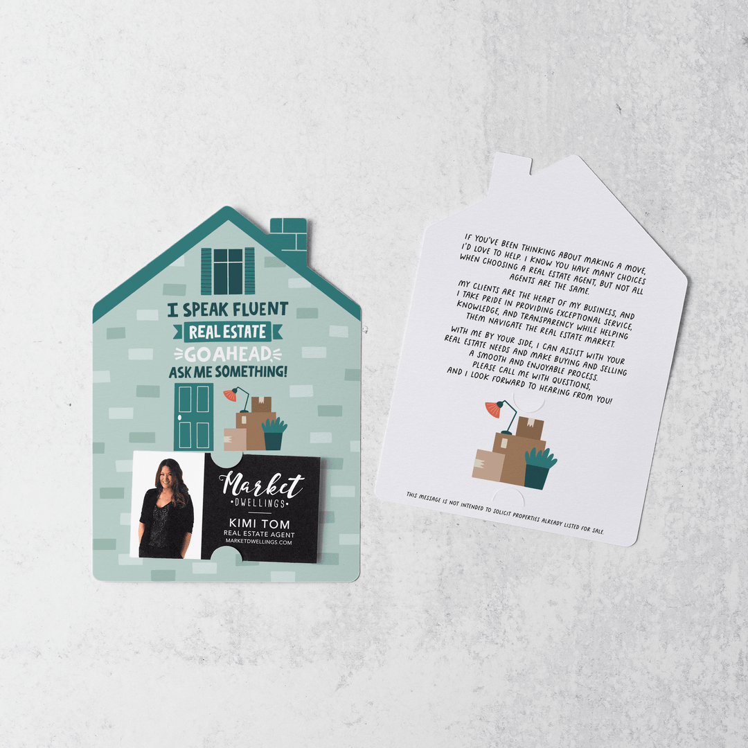 Set of I Speak Fluent Real Estate. Go Ahead, Ask Me Something! | Mailers | Envelopes Included | M106-M001 - Market Dwellings