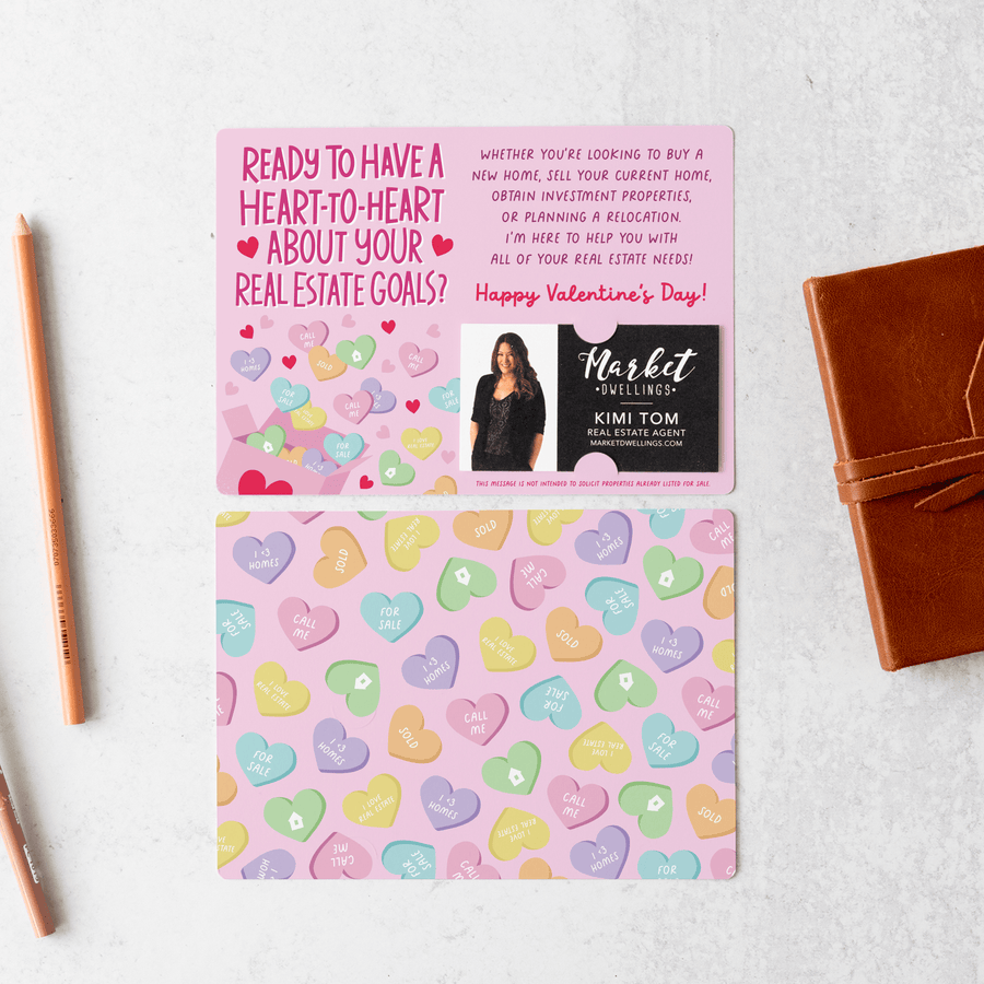 Set of Ready To Have A Heart-To-Heart About Your Real Estate Goals? | Valentine's Day Mailers | Envelopes Included | M115-M003 Mailer Market Dwellings   