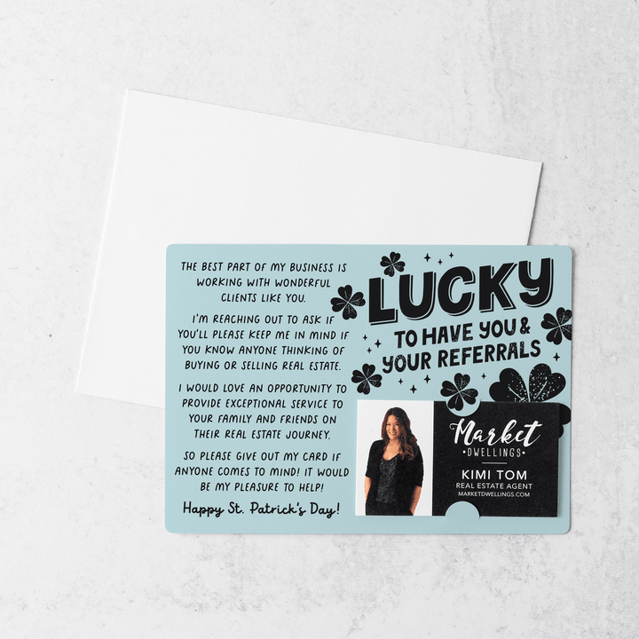 Set of Lucky To Have You & Your Referrals | St. Patrick's Day Mailers | Envelopes Included | M121-M003 Mailer Market Dwellings LIGHT BLUE  