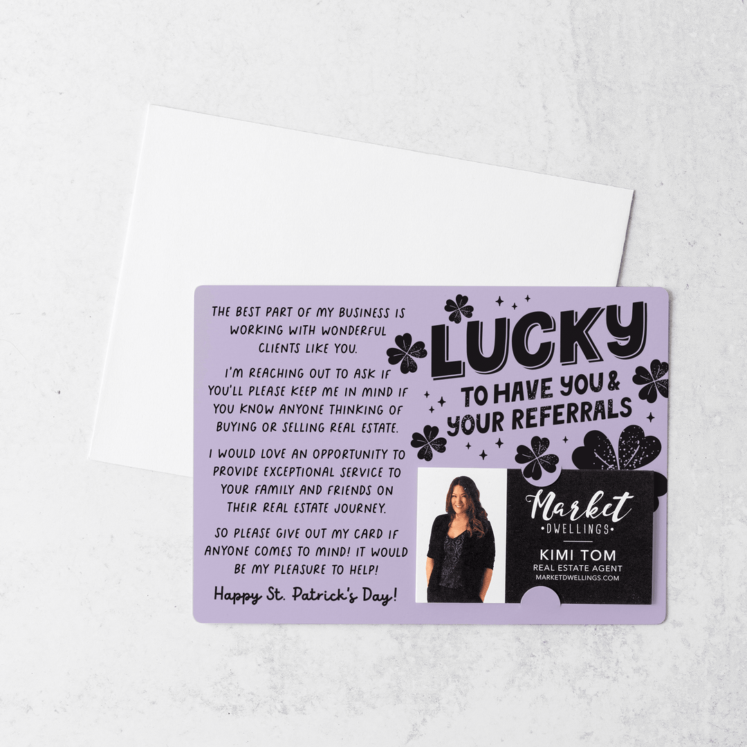 Set of Lucky To Have You & Your Referrals | St. Patrick's Day Mailers | Envelopes Included | M121-M003 Mailer Market Dwellings LIGHT PURPLE  