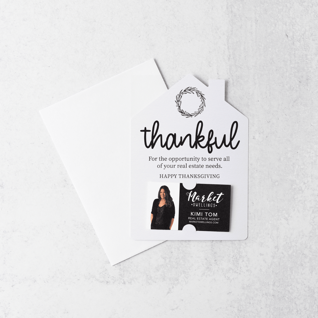 Set of Thankful Real Estate Thanksgiving Mailers | Envelopes Included | M17-M001 Mailer Market Dwellings WHITE  