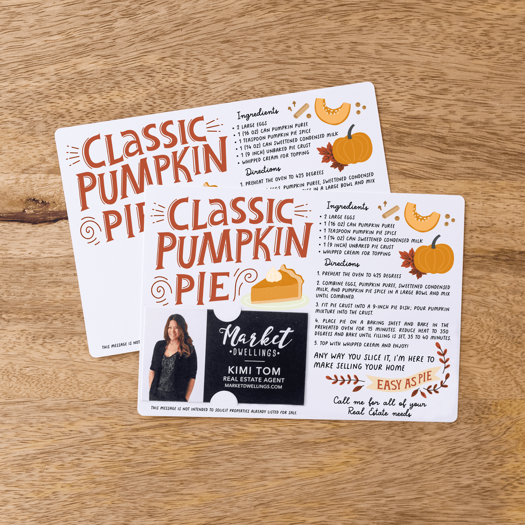 Set of "Classic Pumpkin Pie" Real Estate Recipe Cards | Envelopes Included | M17-M004 Mailer Market Dwellings   