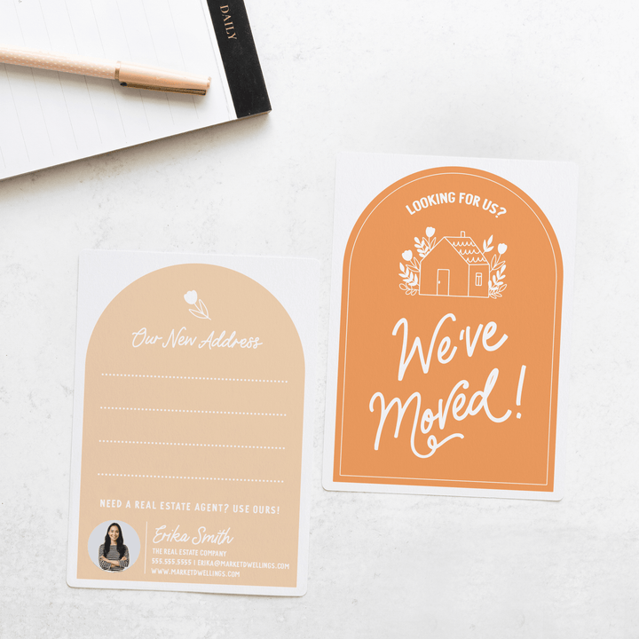 Customizable | We've Moved! Moving Announcements For Your Clients | Envelopes Included | M19-M006-AB Mailer Market Dwellings