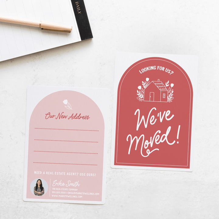 Customizable | We've Moved! Moving Announcements For Your Clients | Envelopes Included  | M19-M006-AB Mailer Market Dwellings