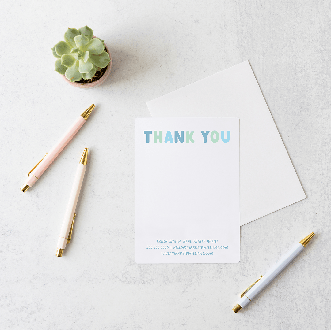 Customizable | Set of Thank You Notecards | Envelopes Included  | M2-M006 Notecards Market Dwellings