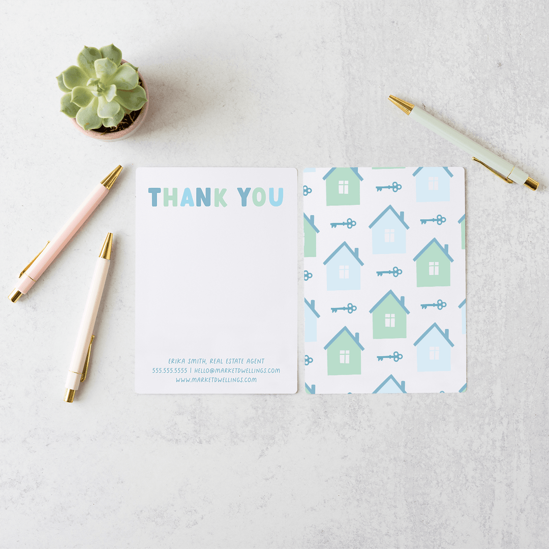 Customizable | Set of Thank You Notecards | Envelopes Included  | M2-M006 Notecards Market Dwellings