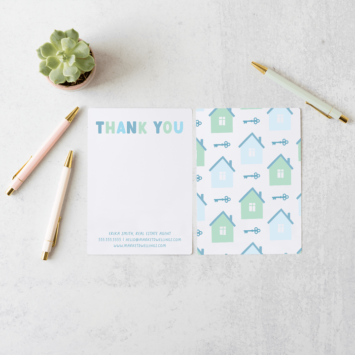 Customizable | Set of Thank You Notecards | Envelopes Included  | M2-M006 Notecards Market Dwellings