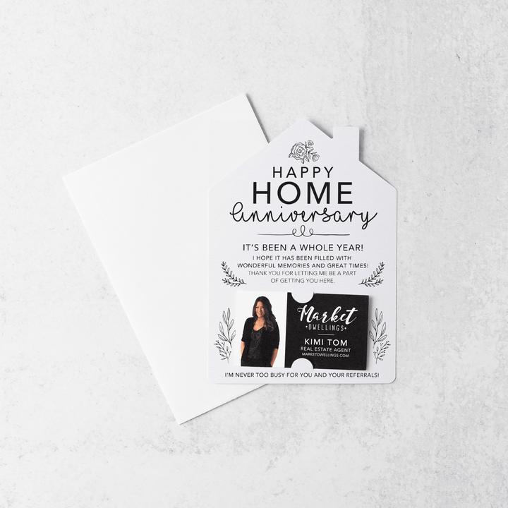 Set of Home Anniversary Real Estate Mailers | Envelopes Included | M34-M001 Mailer Market Dwellings WHITE  