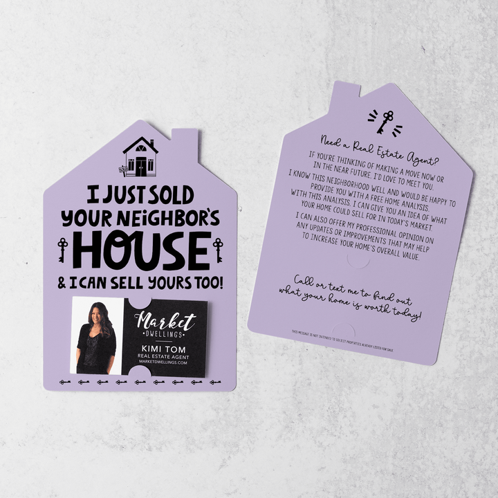Set of I Just Sold Your Neighbor's House Real Estate Agent Mailers | Envelopes Included | M38-M001 Mailer Market Dwellings LIGHT PURPLE  