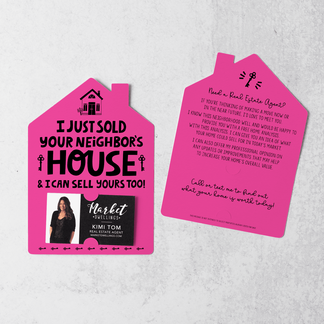 Set of I Just Sold Your Neighbor's House Real Estate Agent Mailers | Envelopes Included | M38-M001 Mailer Market Dwellings RAZZLE BERRY  