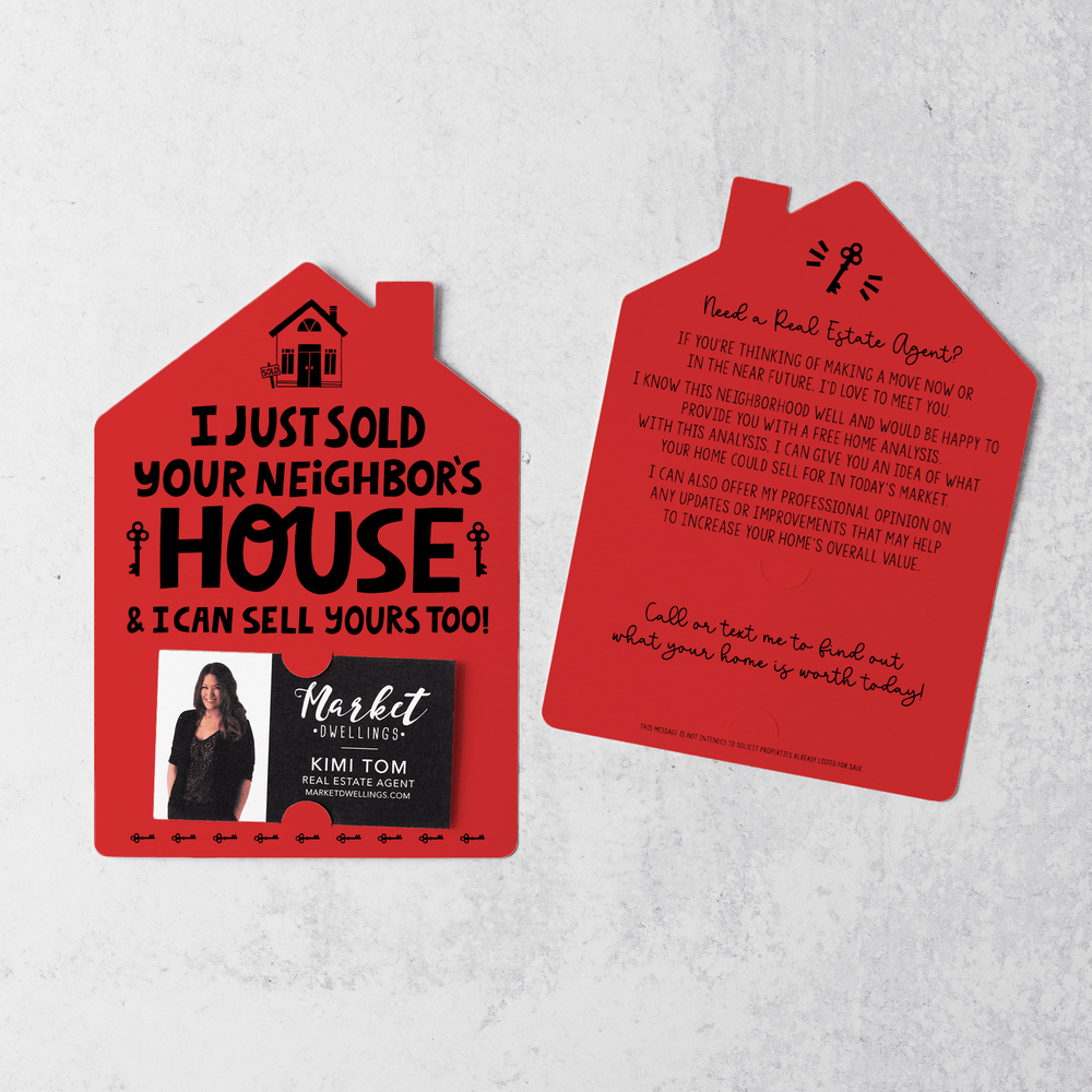 Set of I Just Sold Your Neighbor's House Real Estate Agent Mailers | Envelopes Included | M38-M001 Mailer Market Dwellings SCARLET  