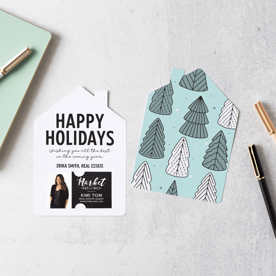 Customizable | Set of Happy Holidays Mailers | Envelopes Included | M64-M001-CD Mailer Market Dwellings SEAFOAM  