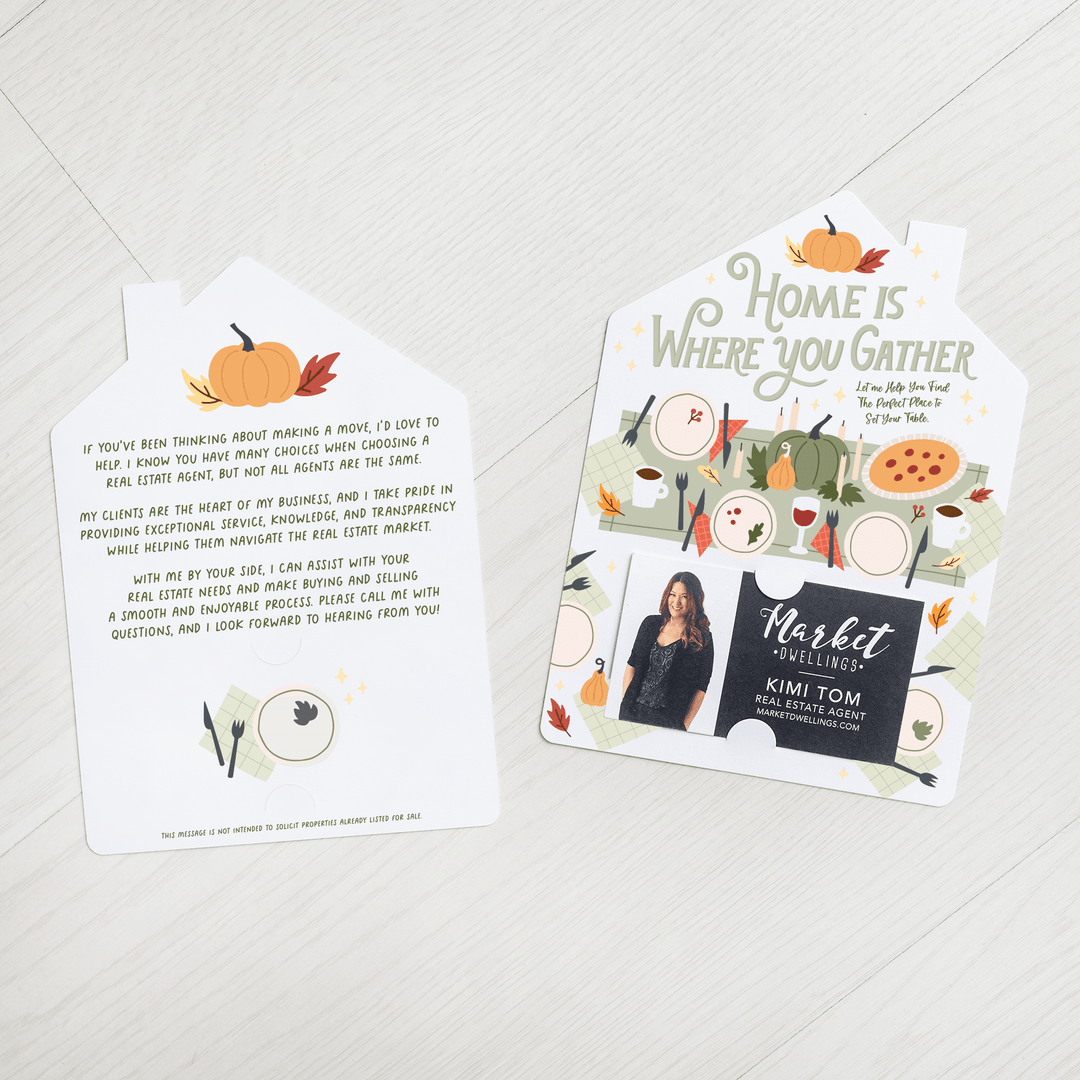 Set of Home Is Where You Gather Mailers | Envelopes Included | Real Estate Fall | M66-M001 - Market Dwellings