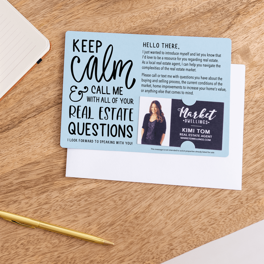 Set of "Keep Calm and Call Me With All of Your Real Estate Questions" Mailers | Envelopes Included | M66-M003 Mailer Market Dwellings   