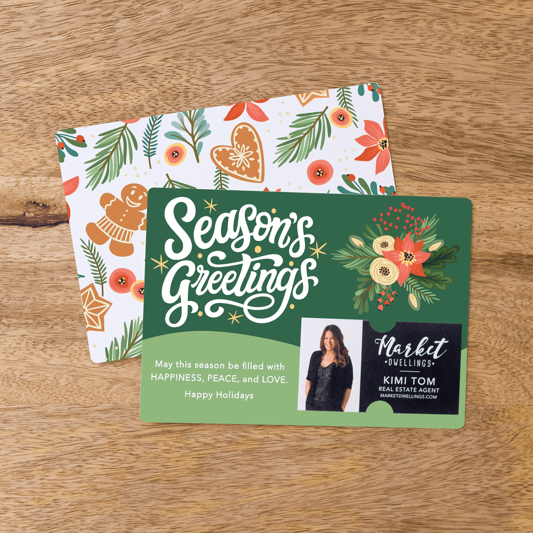 Set of "Season's Greetings" Christmas Happy Holidays Mailer | Envelopes Included | M73-M003 - Market Dwellings