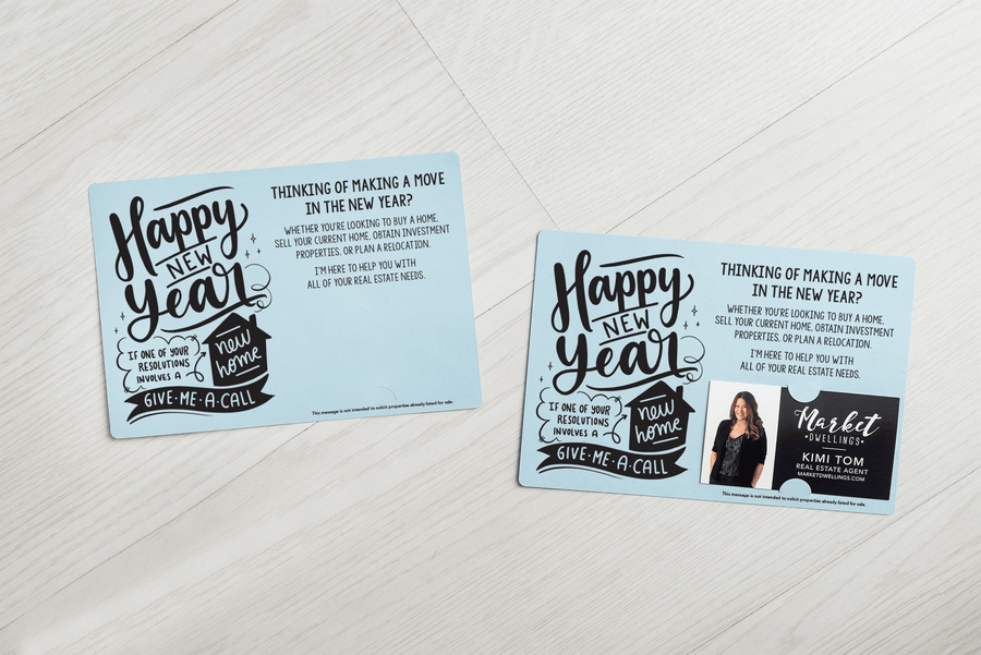 Set of "Happy New Year" Real Estate Resolution Mailers | Envelopes Included | M76-M003 Mailer Market Dwellings   