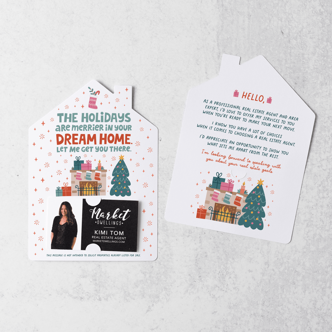 Set of The Holidays Are Merrier In Your Dream Home. Let Me Get You There. | Christmas Mailers | Envelopes Included | M77-M001 - Market Dwellings