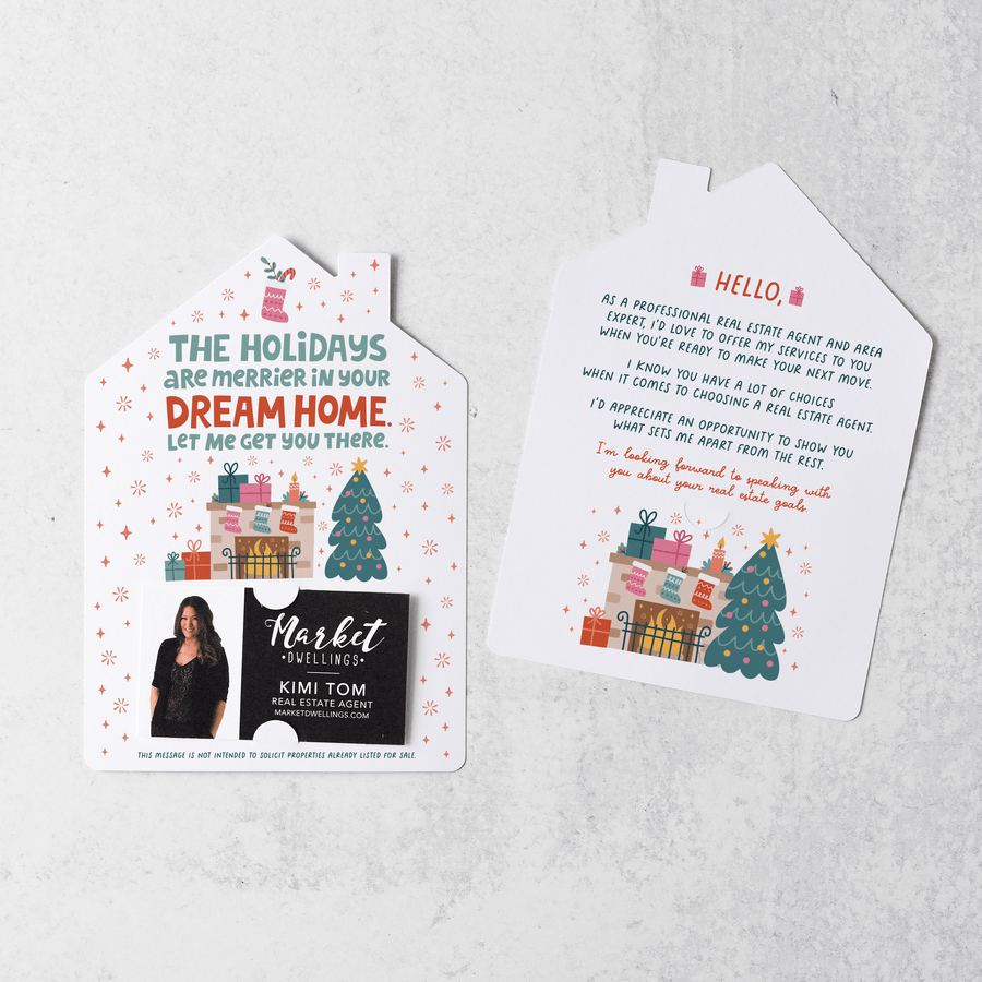 Set of The Holidays Are Merrier In Your Dream Home. Let Me Get You There. | Christmas Mailers | Envelopes Included | M77-M001 Mailer Market Dwellings   